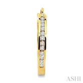 1/2 ctw Round Cut Diamond Hoop Earrings in 14K Yellow Gold
